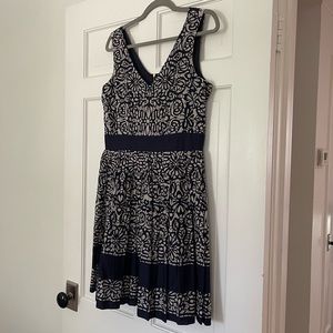 Navy Blue Block-print Dress by Taylor